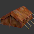 Brown Tent Shaped Furniture With Fabric Cover And Support Poles Structure