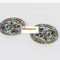 Two Oval Shaped Ceramic Plates Featuring Intricate Colorful Decorative Traditional Patterns
