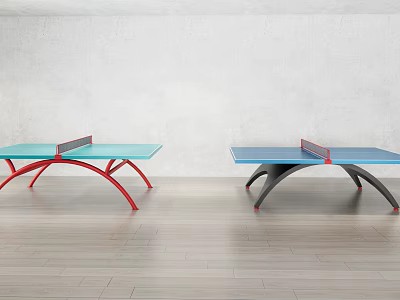 Modern Ping Pong Tables With Blue Tabletop Red And Black Frames In Indoor Setting 3d model