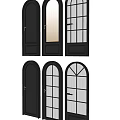 Black Swing Doors With Different Designs Ribbed Glass Grid Patterns And Arched Shapes