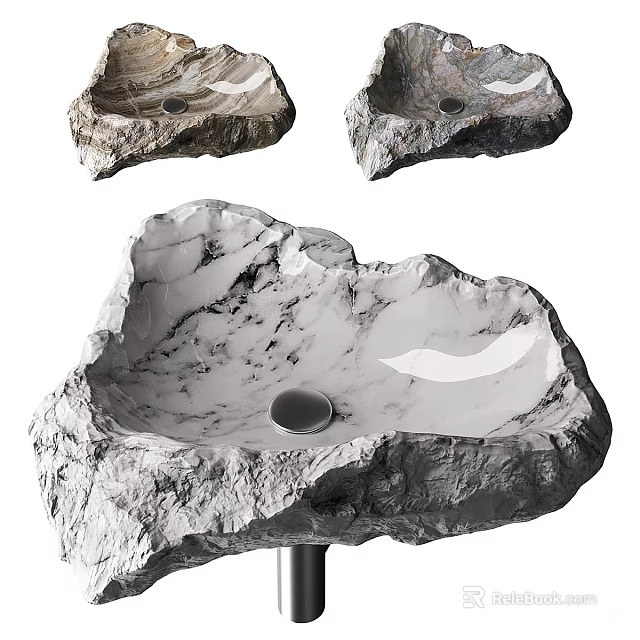 Natural Stone Washbasin With Irregular Shape And Elegant Marble Texture 3d model 