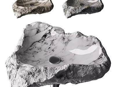 Natural Stone Washbasin With Irregular Shape And Elegant Marble Texture 3d model