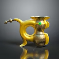 Stylish Vase Shaped Household Decor With Golden Silver Finish And Green Gemstone