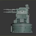 Turquoise Military Weapon System With Multiple Barrels And Cylindrical Base
