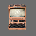 Vintage Mechanical Device With Copper Metal Frame Screen And Keyboard Components 3d model