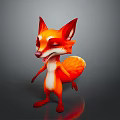 Cute Smiling 3D Rendered Cartoon Fox With Orange White Fur And Fluffy Tail