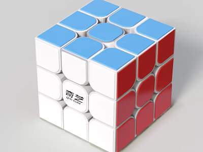 3x3 Rubik's Cube With Blue White Red Squares For Daily Entertainment 3d model