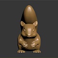 Golden Squirrel Sculpture with Shiny Surface and Clear Reflection on Dark Background 3d model