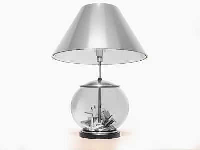 Modern Table Lamp With Silver Lampshade And Transparent Glass Globe Base 3d model