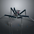 Mechanical Spider Robot With Eight Legs Mechanical Structure And Glowing Blue Lights Red Eye 3d model