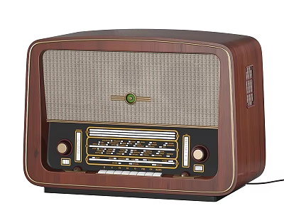 Vintage Radio With Wooden Case Mesh Speaker Grille And Classic Control Knobs 3d model