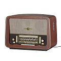 Vintage Radio With Wooden Case Mesh Speaker Grille And Classic Control Knobs