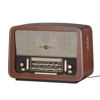 Vintage Radio With Wooden Case Mesh Speaker Grille And Classic Control Knobs 3d model