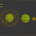 Modern Spherical Furniture With Blue Wireframe Gray Bodies And Colorful Accent
