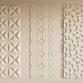 Decorative Light Colored Wall Panels with Geometric Diamond Circular Interlocking and Irregular Hollow Patterns