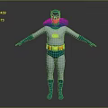 Blue Gray Batman Costume 3D Model with Yellow Belt Blue Gloves and Boots