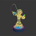 Blue Robot Game Character 3D Model With Green Glowing Arm And Blue Base Design
