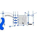 Outdoor Kids Playground Equipment With Blue Curved Structure Climbing Frame Swing And Multiple Components