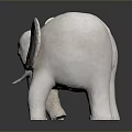 White Elephant Sculpture with Blue Eyes Standing on Black Smooth Surface and Reflection