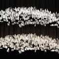 Modern Chandelier With Multiple Square Elements Double Layer Chain Suspension Bright Lighting Design 3d model