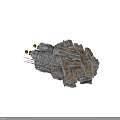 Cosmic Spaceship Design With Sci Fi Mechanical Structure And Glowing Elements