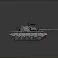 Military Combat Tank With Heavy Metal Armor Tracks Turret And Long Gun Barrel