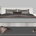 Double Bed With White Upholstered Headboard Multiple Pillows Side Nightstands Green Plant And Patterned Rug