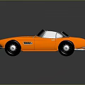 Orange Vintage Sports Car With Convertible Top Sleek Body Black Wheels And Shiny Reflection