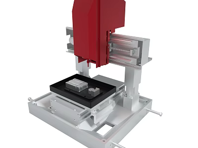Mechanical Equipment Featuring Red Upper Part And Metal Platform For Workpiece Processing 3d model