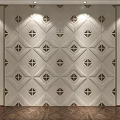 Elegant Modern Upholstered Wall Panel Design With Diamond Pattern And Lighting 3d model