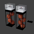 TISSOT Brand Transparent Display Cases Holding Multiple Basketballs And Accessories