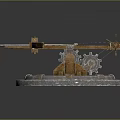 Ancient War Weapon Featuring Mechanical Structure Wooden Metal Parts And Circular Platform