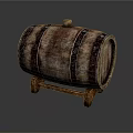 Rustic Vintage Wooden Barrel With Metal Hoops Textured Surface And Stand