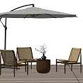 Outdoor Patio Furniture Set With Wicker Chairs Wooden Coffee Table And Garden Umbrella