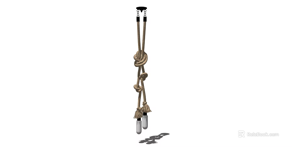Decorative Rope Knot Design Hanging Chandelier With Two Bulbs And Metal Base 3d model 