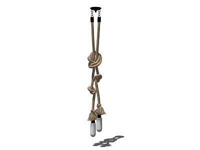Decorative Rope Knot Design Hanging Chandelier With Two Bulbs And Metal Base 3d model