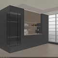Modern Sideboard Design With Wooden Cabinets Glass Doors And LED Lighting