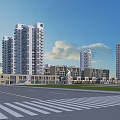 Modern High Rise And Low Rise Residential Buildings With Open Space And Green Area