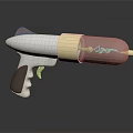 Futuristic Silver And Gold Gun Shaped Weapon With Transparent Container