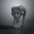 3D Character Head Model With Earphones And Ponytail Design Features 3d model
