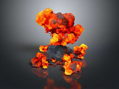 3D Rendered Garden Landscape With Volcano Eruption Red Orange Magma Black Mountain 3d model
