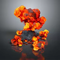 3D Rendered Garden Landscape With Volcano Eruption Red Orange Magma Black Mountain