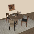 Ancient Round Dining Table and Chair Ancient Round Dining Table and Chair Combination 3d model