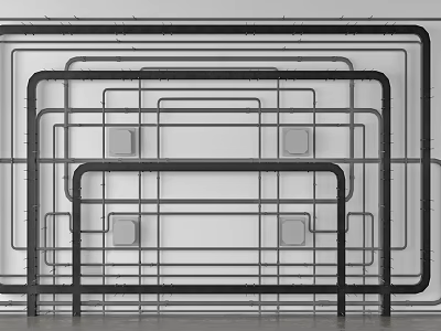 Modern Minimalist Ceiling Design With Black Frame Structure And Regular White Lines 3d model