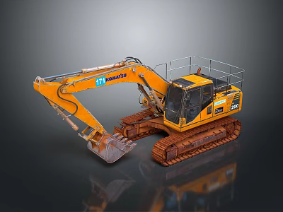 Yellow Hyundai Crawler Excavator Utility Vehicle With Heavy Duty Track And Cabin 3d model