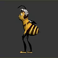 3D Cartoon Bee Character With Blue Eyes Crown Headpiece And Yellow Shoes