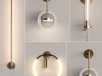 Modern Wall Lamps With Metal Brackets Circular Design Transparent Shades And Sleek Illuminated Look 3d model