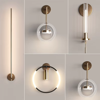 Modern Wall Lamps With Metal Brackets Circular Design Transparent Shades And Sleek Illuminated Look 3d model