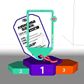 Eye Catching Photo Check In Spot Featuring Colorful Podium Steps And Lottery Ticket