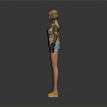 Blonde Female Human Character In Green Top Blue Shorts Yellow Shoes With Arm Guards Gloves